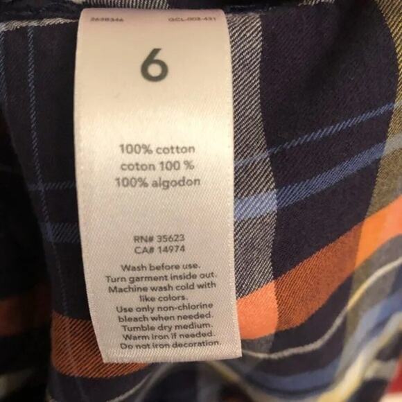 Carters boys shirt long sleeve button down Sz 6 plaid Casual blue plaid - Picture 7 of 7